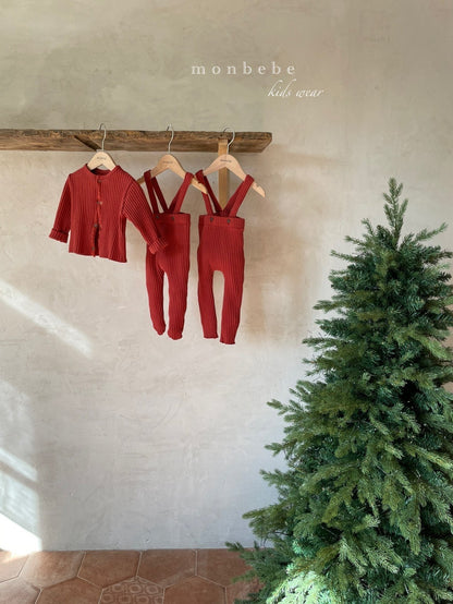 Ribbed Cardigan [Red/S(1-2yr)]
