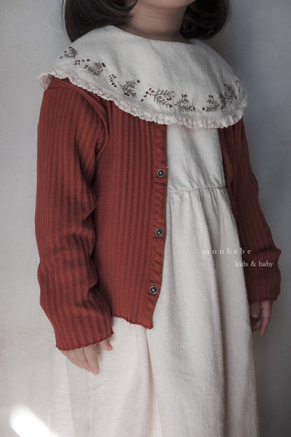 Ribbed Cardigan [Red/S(1-2yr)]