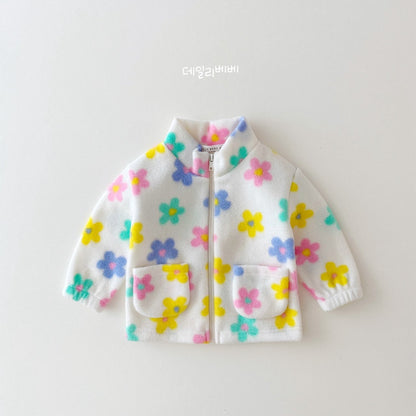 Zip-Up Fleece Jacket [Pastel Daisy/JS(9-10yr)]
