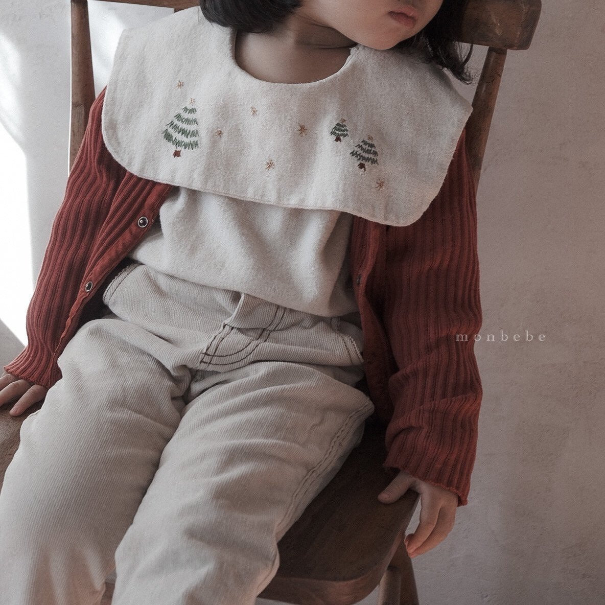 Ribbed Cardigan [Red/S(1-2yr)]
