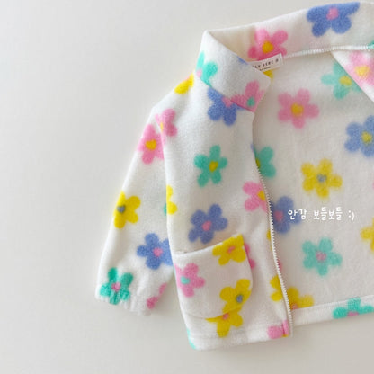 Zip-Up Fleece Jacket [Pastel Daisy/JS(9-10yr)]