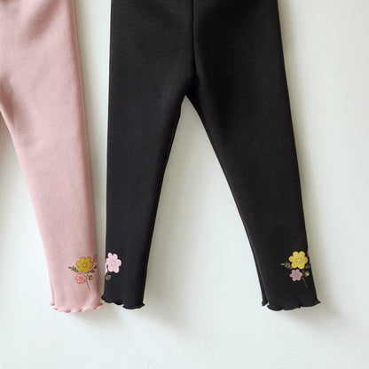 Flower Leggings [Black/5/S(2-3yr)]