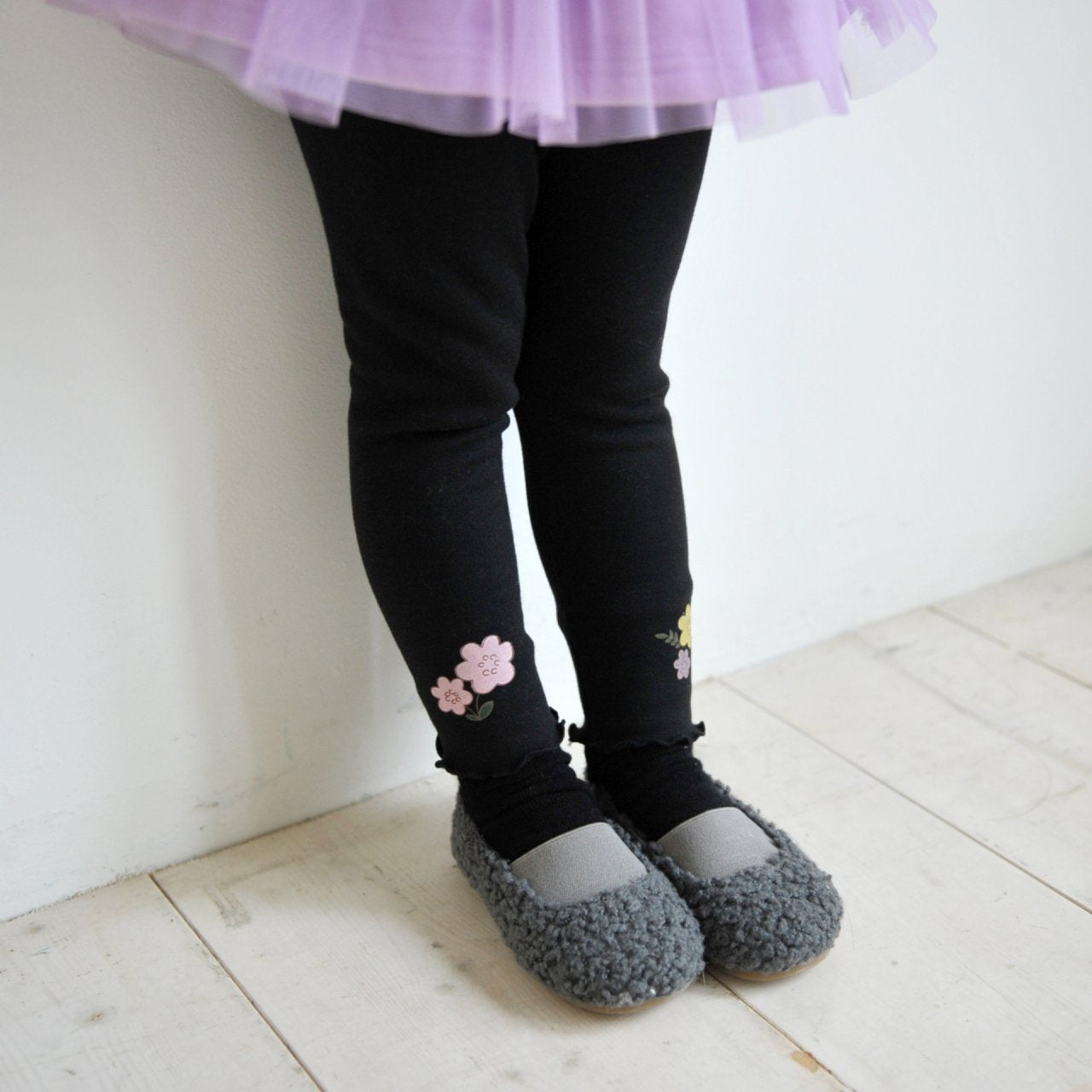 Flower Leggings [Black/5/S(2-3yr)]