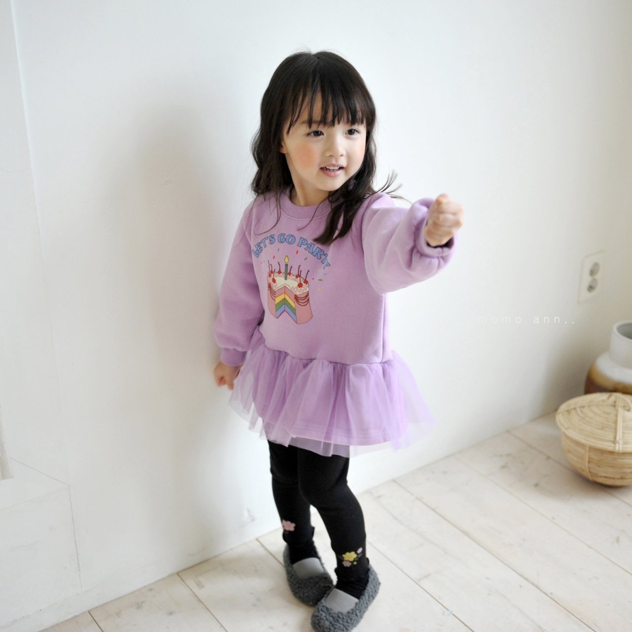 Flower Leggings [Black/5/S(2-3yr)]