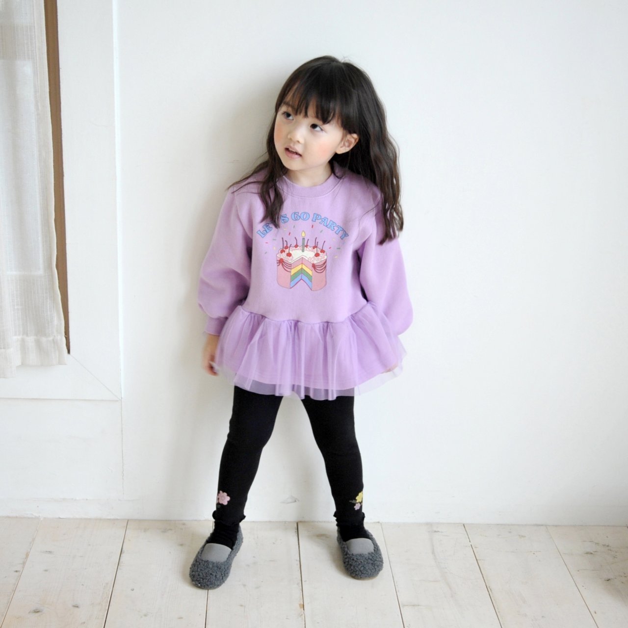 Flower Leggings [Black/5/S(2-3yr)]
