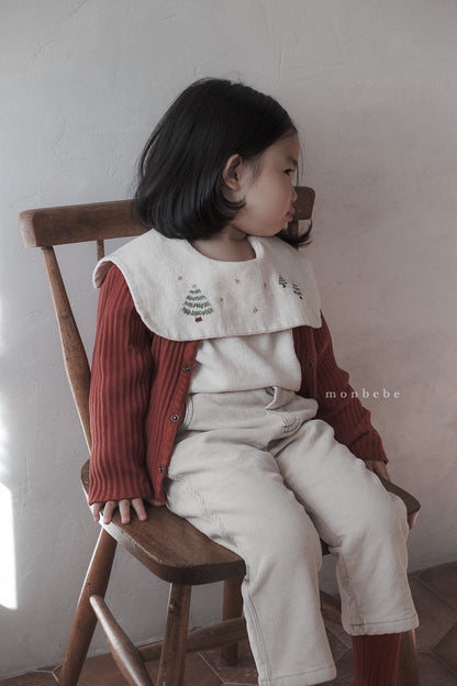 Ribbed Cardigan [Red/S(1-2yr)]