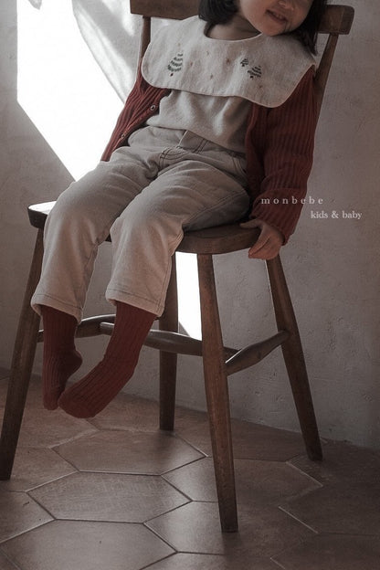 Ribbed Cardigan [Red/S(1-2yr)]