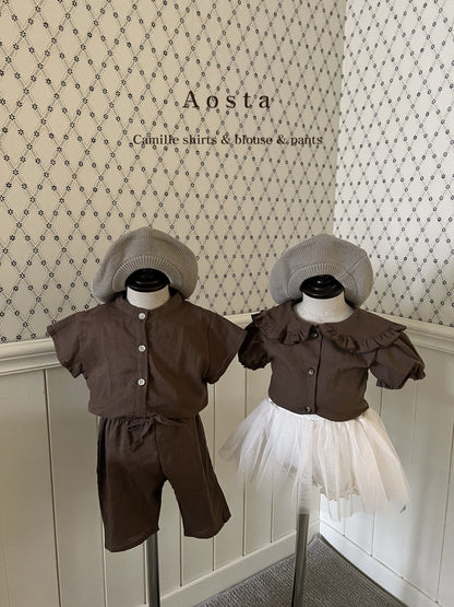 Camille Shirts [Brown, Beige/L(2-3yr)]