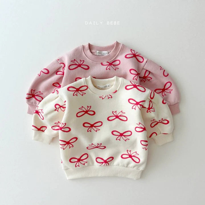 Ribbon Puff Sweatshirt [Cream/L(4-5yr)]