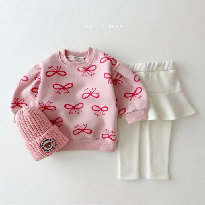 Ribbon Puff Sweatshirt [Cream/L(4-5yr)]