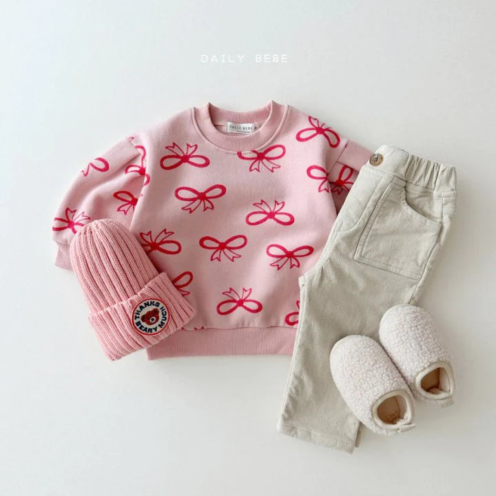 Ribbon Puff Sweatshirt [Cream/L(4-5yr)]