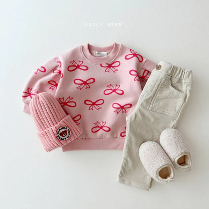 Ribbon Puff Sweatshirt [Cream/L(4-5yr)]