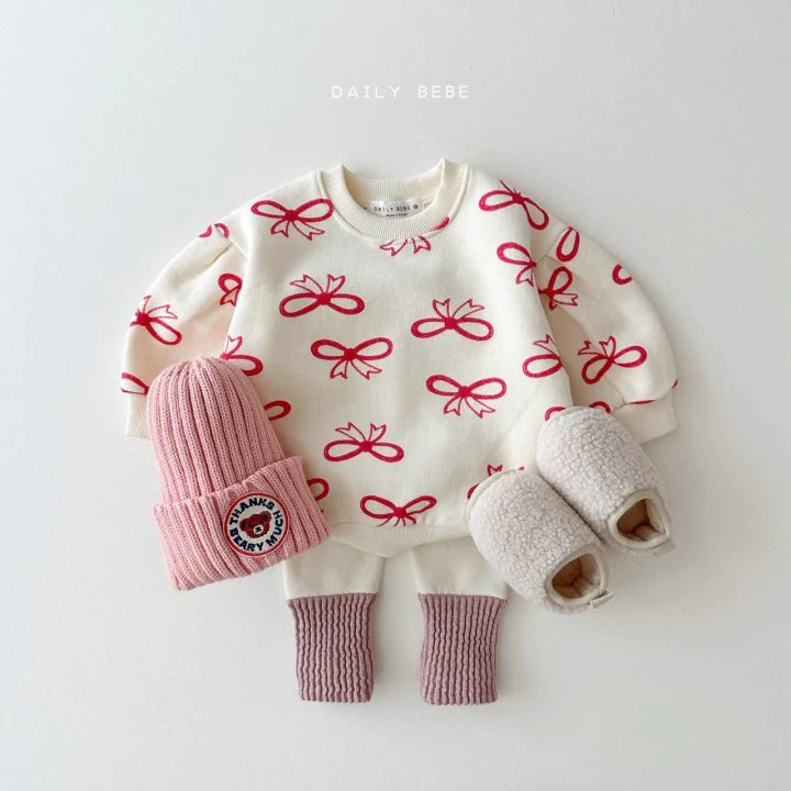 Ribbon Puff Sweatshirt [Cream/L(4-5yr)]