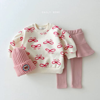 Ribbon Puff Sweatshirt [Cream/L(4-5yr)]