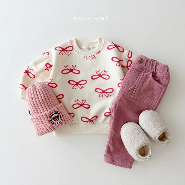 Ribbon Puff Sweatshirt [Cream/L(4-5yr)]