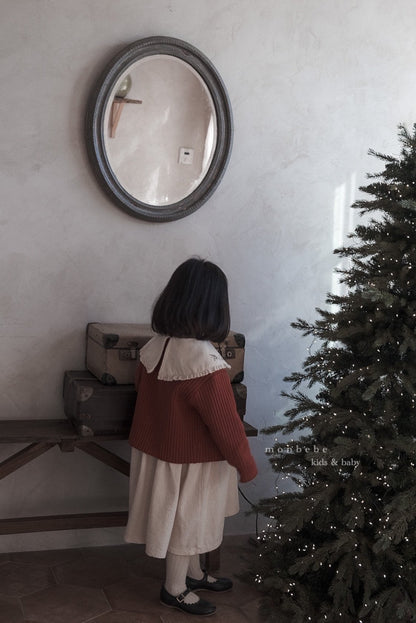 Ribbed Cardigan [Red/S(1-2yr)]