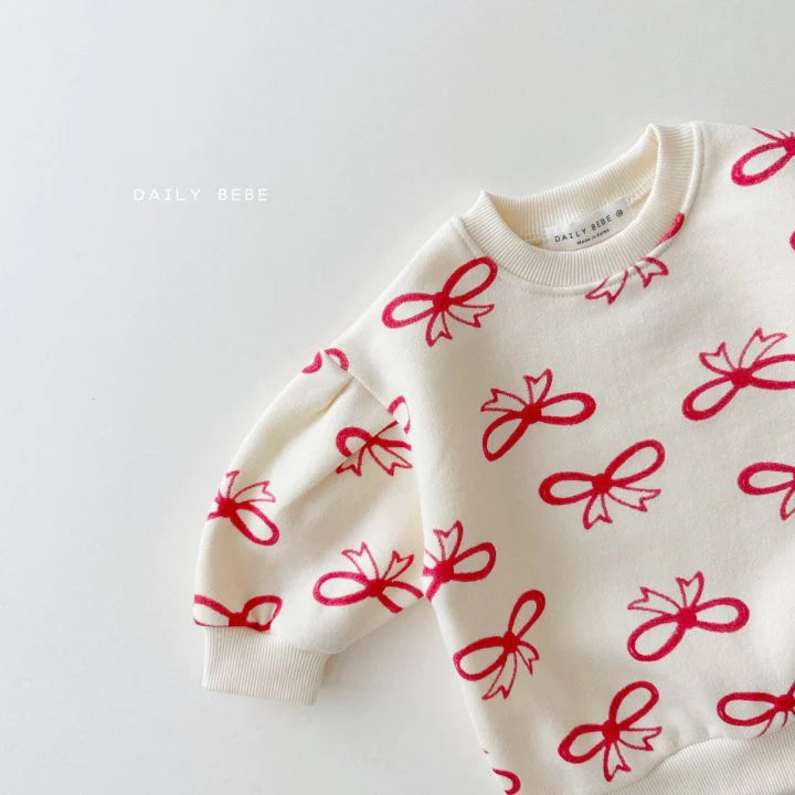 Ribbon Puff Sweatshirt [Cream/L(4-5yr)]