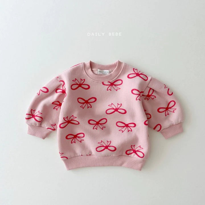 Ribbon Puff Sweatshirt [Cream/L(4-5yr)]
