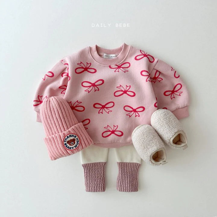 Ribbon Puff Sweatshirt [Cream/L(4-5yr)]