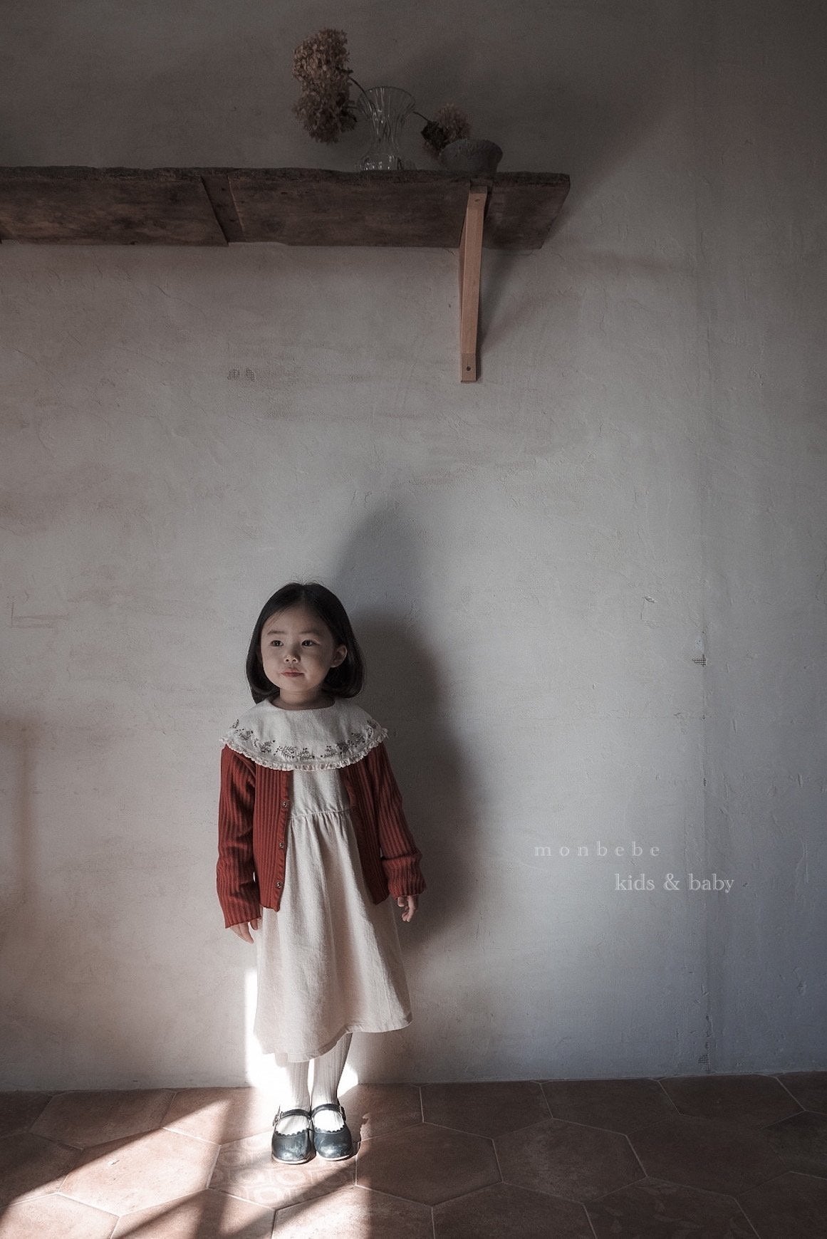 Ribbed Cardigan [Red/S(1-2yr)]