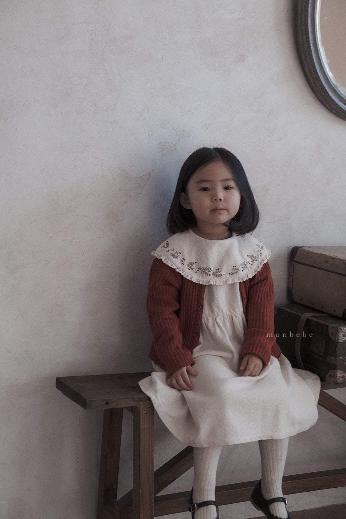 Ribbed Cardigan [Red/S(1-2yr)]