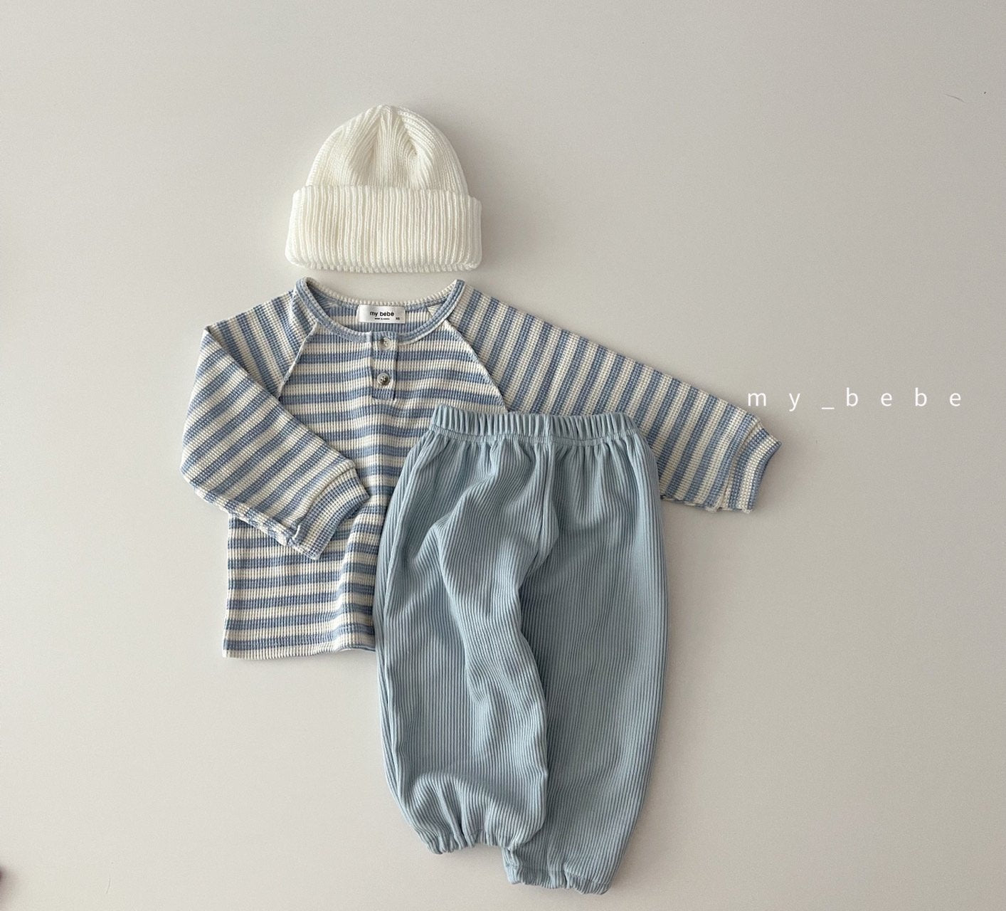 Waffle Button Point T-Shirt [Dot/M(3-4yr), Stripe/L(5-6yr)]