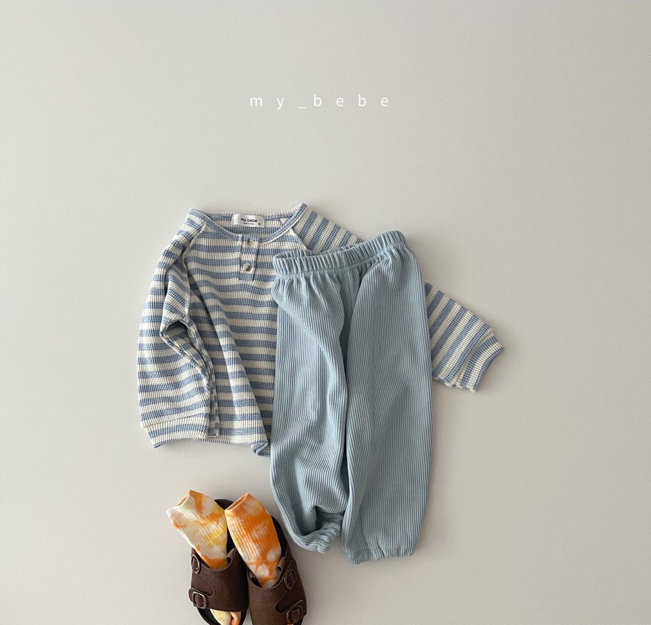 Waffle Button Point T-Shirt [Dot/M(3-4yr), Stripe/L(5-6yr)]
