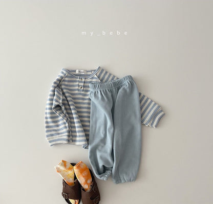 Waffle Button Point T-Shirt [Dot/M(3-4yr), Stripe/L(5-6yr)]