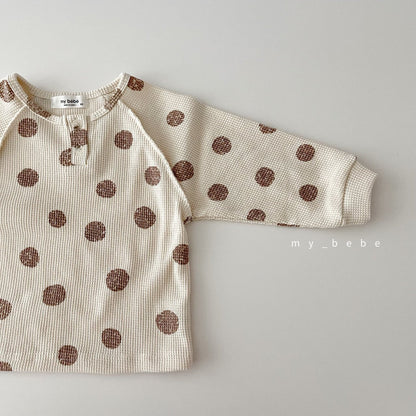 Waffle Button Point T-Shirt [Dot/M(3-4yr), Stripe/L(5-6yr)]
