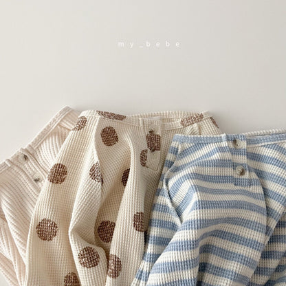 Waffle Button Point T-Shirt [Dot/M(3-4yr), Stripe/L(5-6yr)]