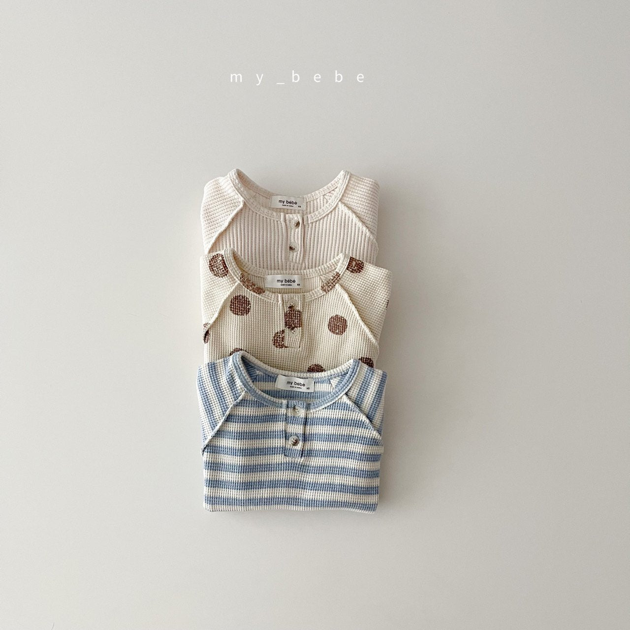 Waffle Button Point T-Shirt [Dot/M(3-4yr), Stripe/L(5-6yr)]