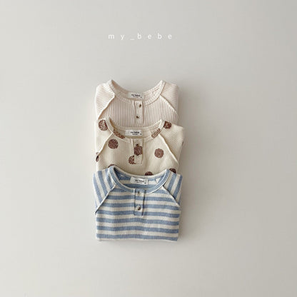 Waffle Button Point T-Shirt [Dot/M(3-4yr), Stripe/L(5-6yr)]