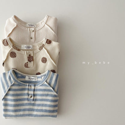 Waffle Button Point T-Shirt [Dot/M(3-4yr), Stripe/L(5-6yr)]