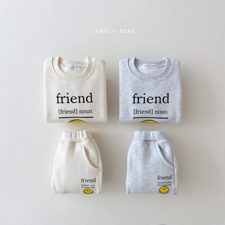 Smile Friend Top Bottom Set [White Melange/L(4-5yr)]