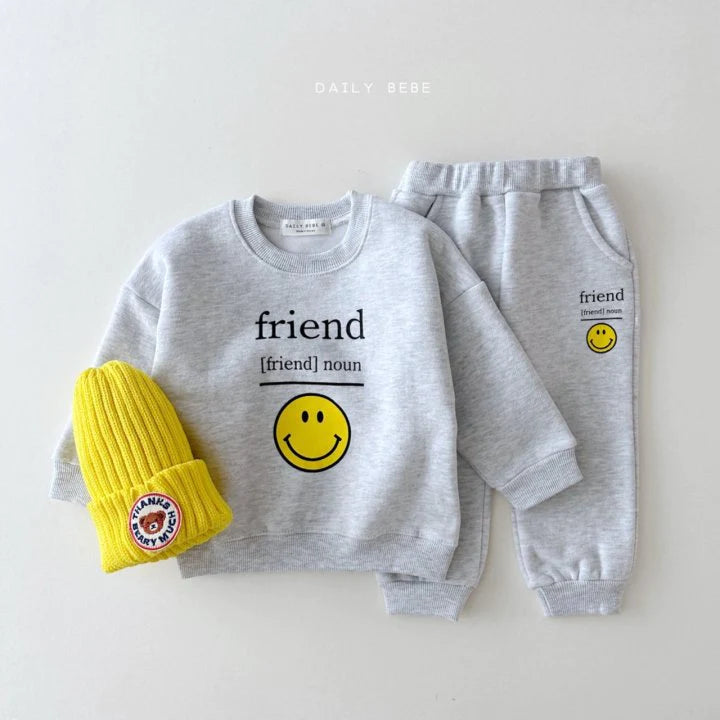 Smile Friend Top Bottom Set [White Melange/L(4-5yr)]