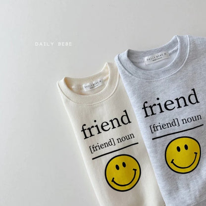 Smile Friend Top Bottom Set [White Melange/L(4-5yr)]