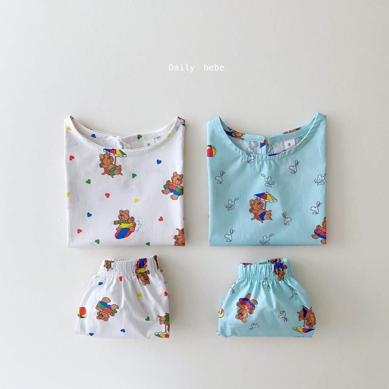 Vacation Bear Top Bottom Set [White/M(3-4yr)]