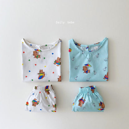 Vacation Bear Top Bottom Set [White/M(3-4yr)]