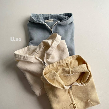 Hoodie Zip-Up Jacket [Light Yellow/M(3-4yr)]