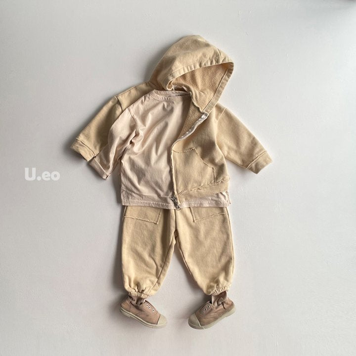 Hoodie Zip-Up Jacket [Light Yellow/M(3-4yr)]