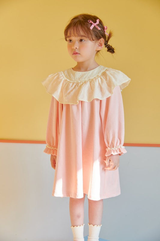 Cream Lace Dress [Pink/XXL(6-7yr)]