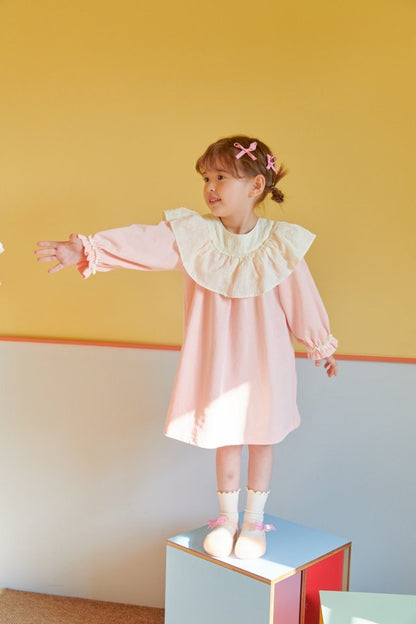 Cream Lace Dress [Pink/XXL(6-7yr)]