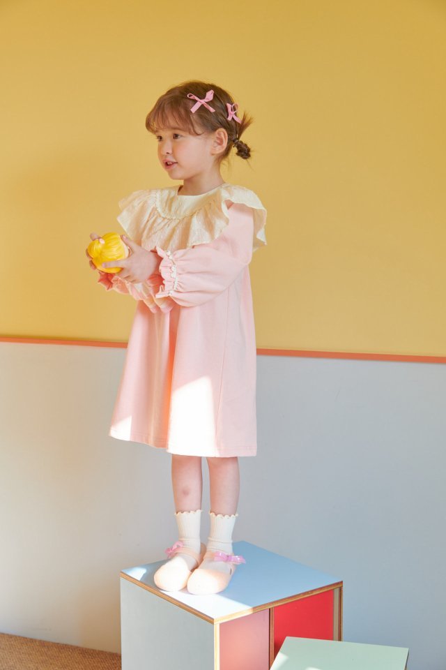 Cream Lace Dress [Pink/XXL(6-7yr)]
