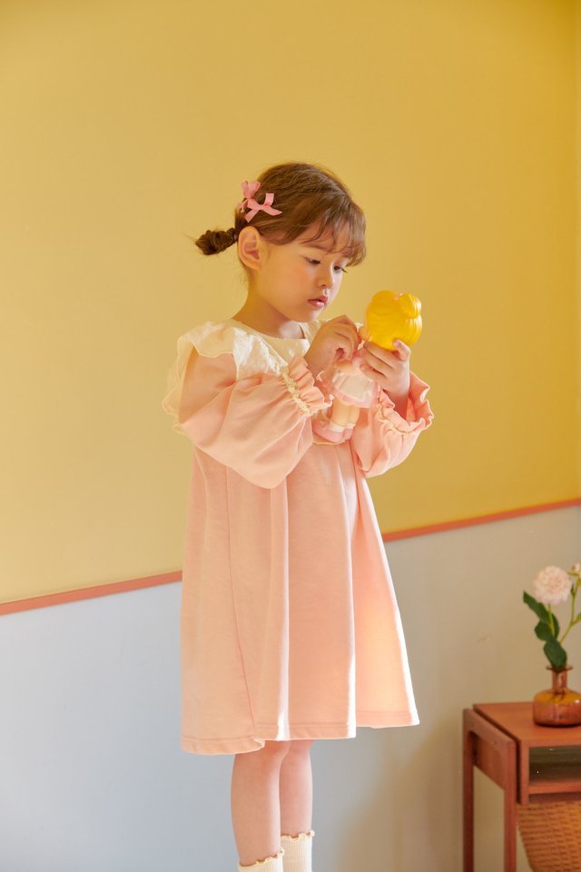 Cream Lace Dress [Pink/XXL(6-7yr)]
