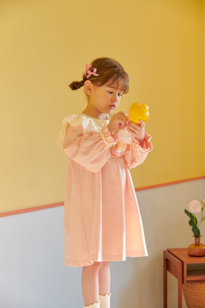 Cream Lace Dress [Pink/XXL(6-7yr)]