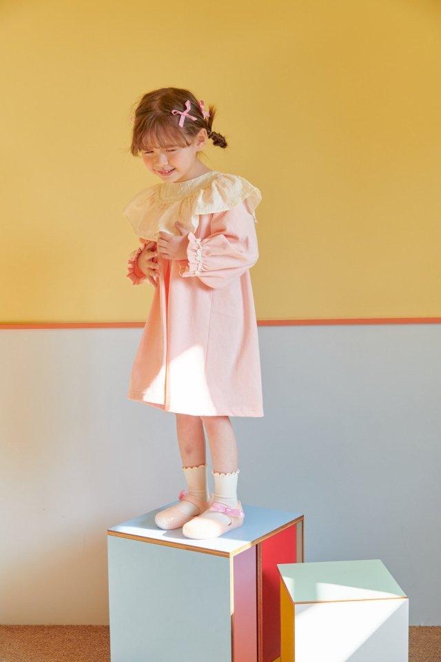 Cream Lace Dress [Pink/XXL(6-7yr)]
