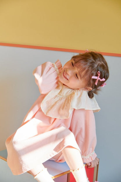 Cream Lace Dress [Pink/XXL(6-7yr)]