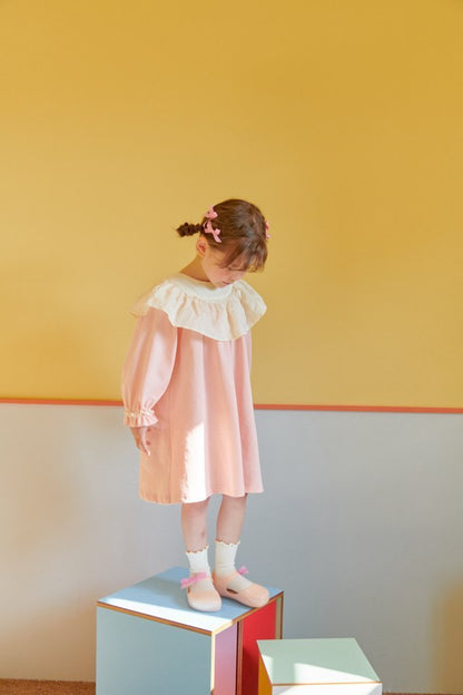 Cream Lace Dress [Pink/XXL(6-7yr)]