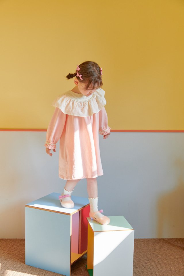 Cream Lace Dress [Pink/XXL(6-7yr)]