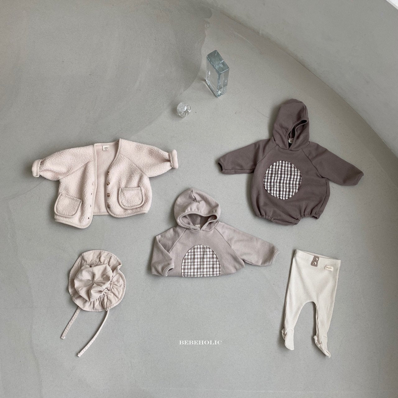 Round Check Body Suit [Dark Beige/L(12-18m)]